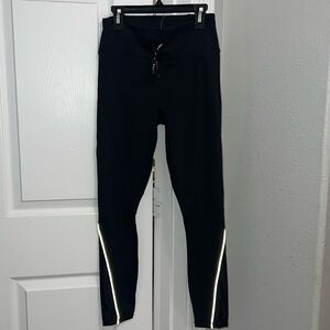 Fabletics Black Leggings with Reflective Stripes